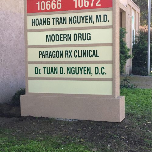 Nguyen MDGarden Grove, Orange CountyScope of work: Ground up construction of multi tenant, double sided, illuminated modern monument sign