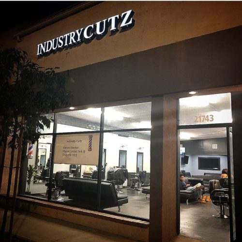 Exterior channel letter sign for Industry Cutz